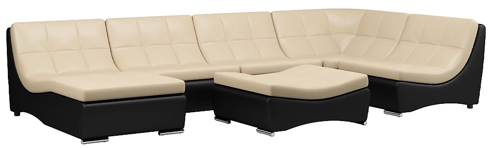 Чёрный модульный диван Монреаль-7 Дизайн 2 кожаный