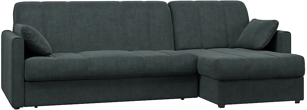 угловой диван с металлическим каркасом Доминик Плюш Графит