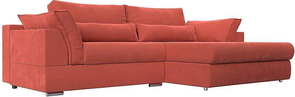 Угловой диван с независимым пружинным блоком Пекин Вельвет Корал