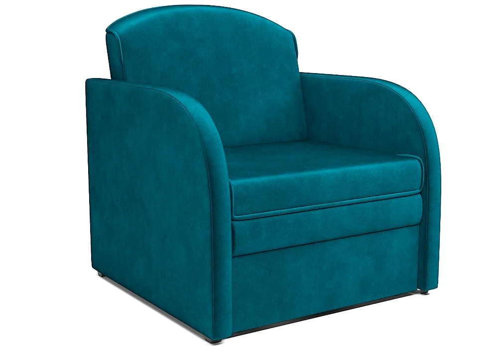 Узкое кресло Малютка Бархат Сине-Зеленый